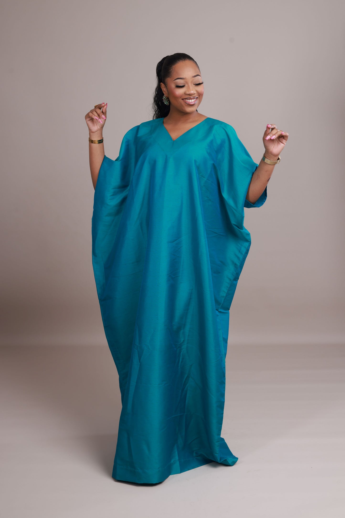 Grand Boubou - Shantung bleu